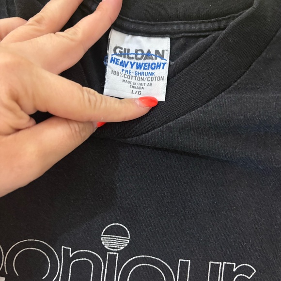 Vintage oversized black BONJOUR tshirt - Picture 2 of 3